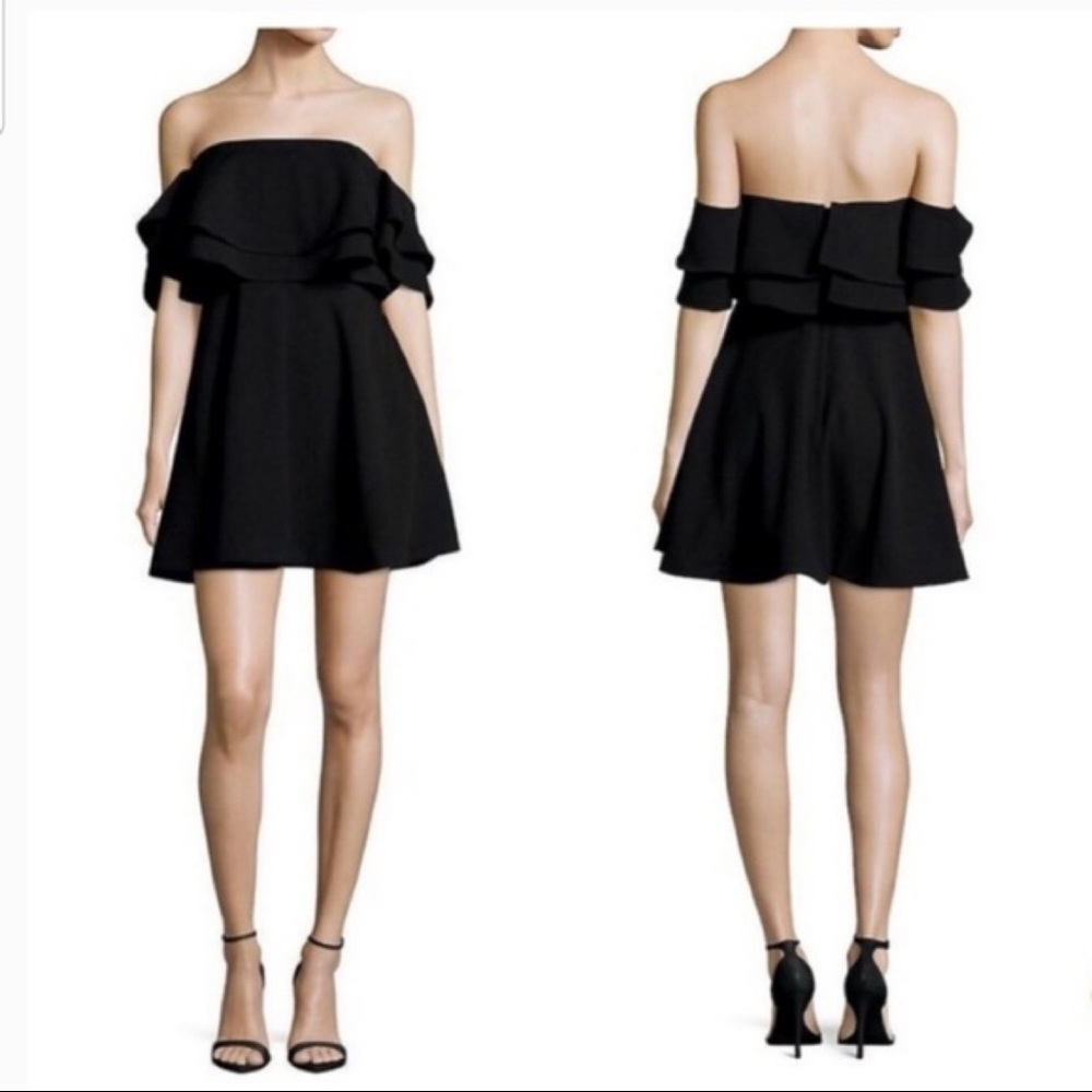 Keepsake The Label Strapless Serenity Ruffled Mini Dress Black Size Small